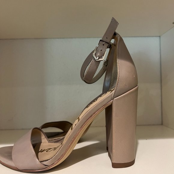 Sam Edelman Dark Ivory Leather Heel Sandals, Size 6W - Picture 3 of 6